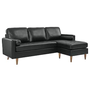 Valour 78 in. Leather Apartment Sectional Sofa in Black