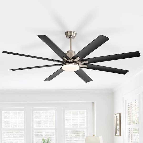 52 in. Smart Indoor Windmill Nickel Ceiling Fan with Integrated LED Light and Remote, 6 Speeds Quiet DC Motor Included