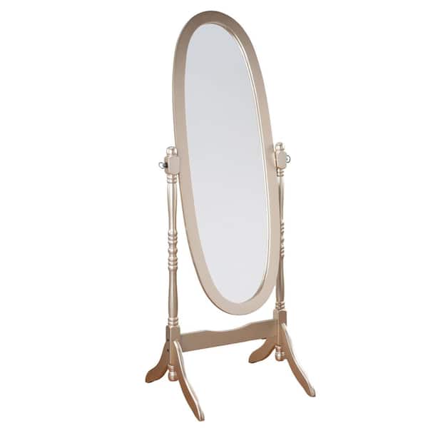 Vsmile Ornate 59 in. x 22.5 in. Wood Framed Gold Floor Cheval Mirror