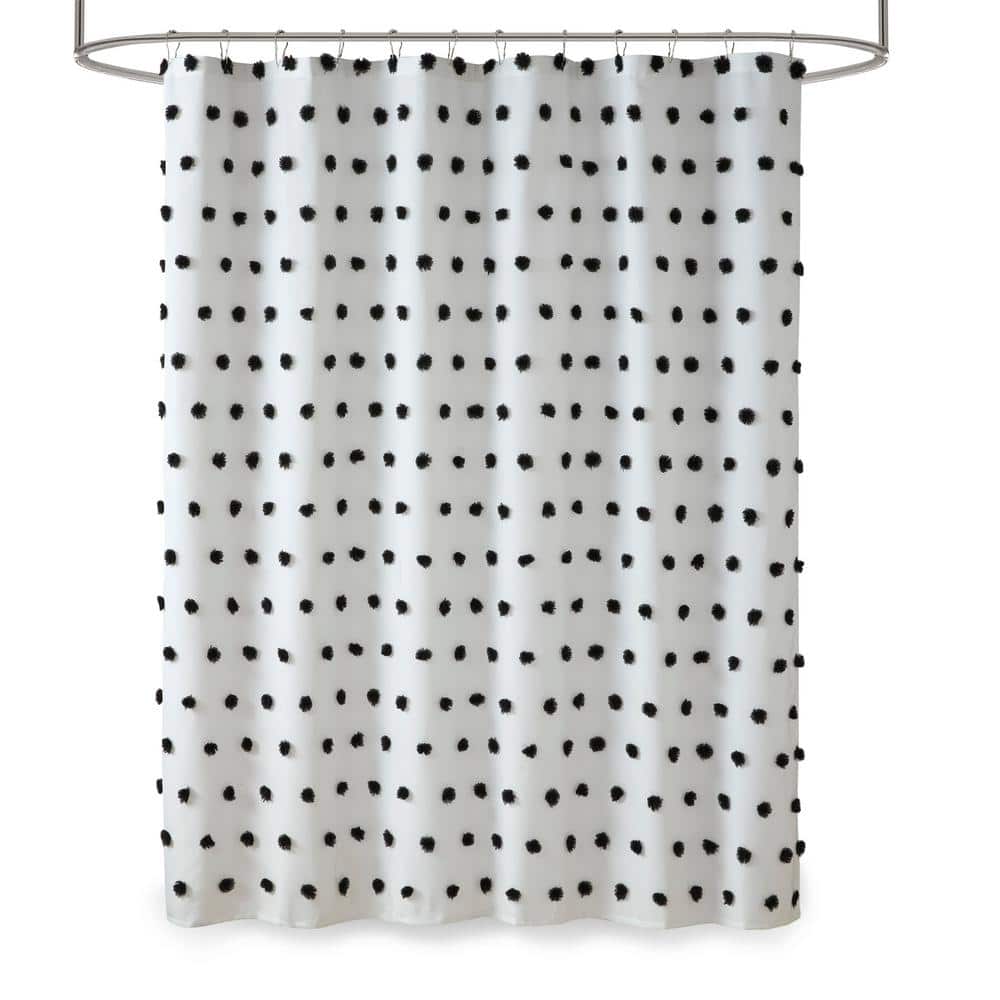 Sophie White and Black Polka Dot Shower Curtain