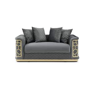 Talia 68 in. Square Arm Velvet Rectangle Sofa in. Dark Gray