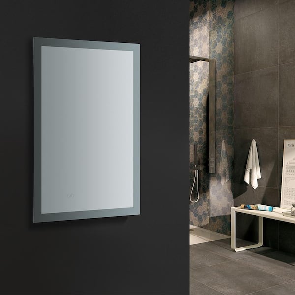 Fresca Angelo 24 in. W x 36 in. H Frameless Rectangular LED Light Bathroom Vanity Mirror