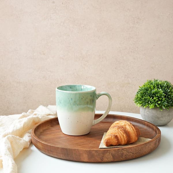 Wudkey 17 oz. Green Ceramic Espresso/Cappuccino Cups for Hot or Cold Drinks, Dishwasher and Microwave Safe (Set of 4)