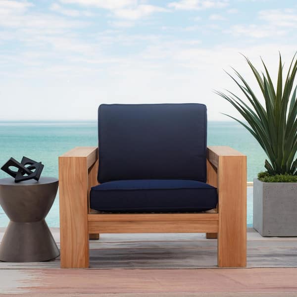 Home Decorators Collection 24 in. x 20 in. Performance Acrylic Premium Foam Firm Deep Seating Outdoor Lounge Chair Cushion in Canvas Navy