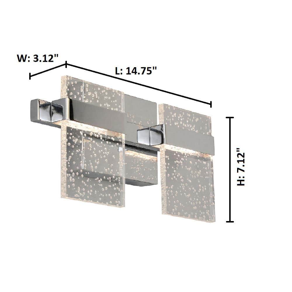 Madrona Chrome Seeded Acrylic 15" Wide LED Vanity Light