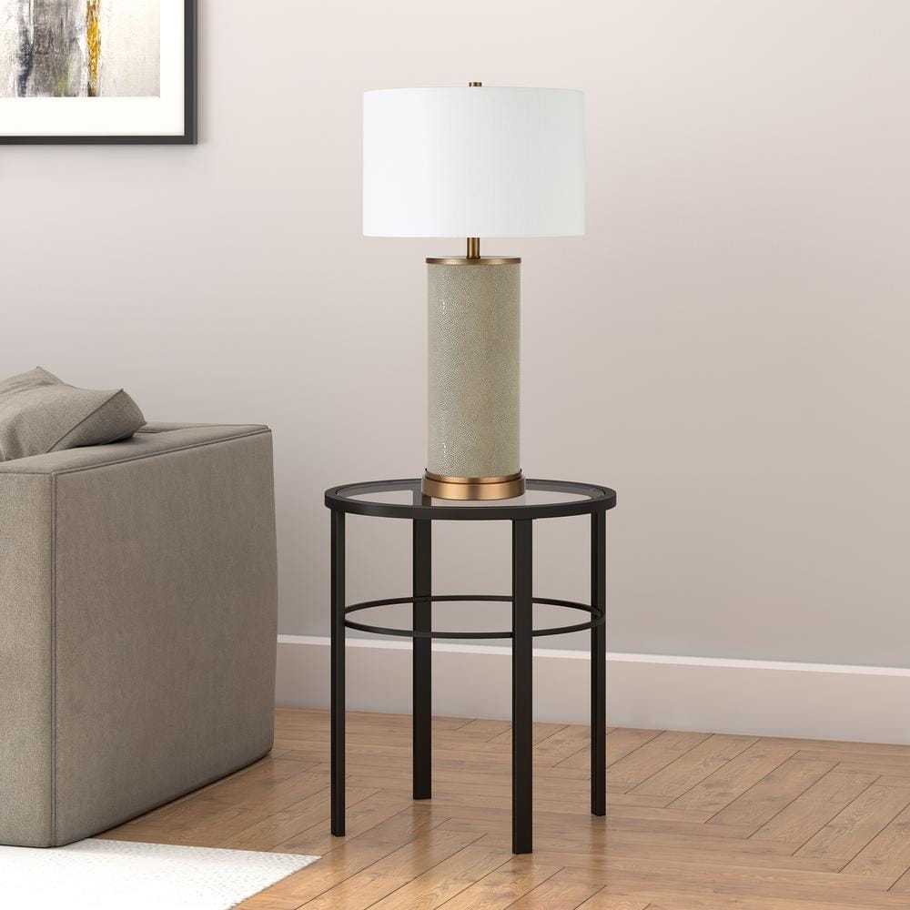 20" Blackened Bronze and Glass Round Side Table