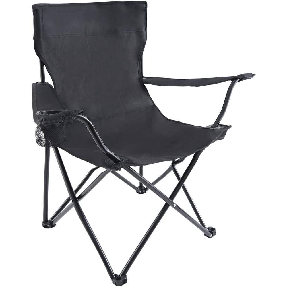 Portable Folding Black Camping Chair, Large