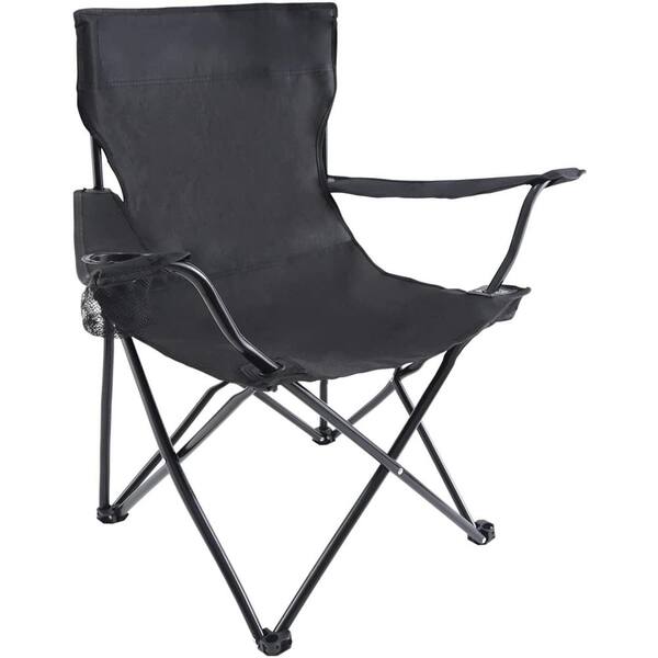 Unbranded Portable Folding Black Camping Chair, Large