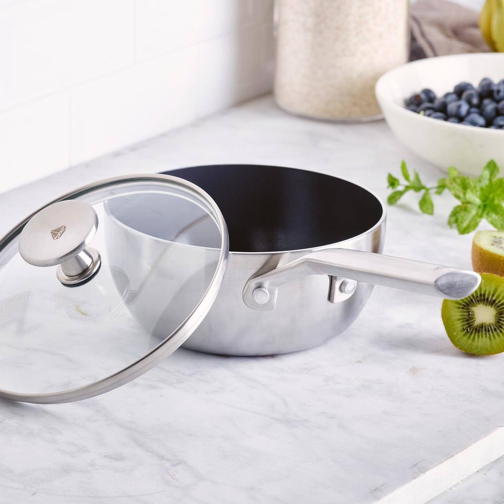 Stainless Steel Nonstick Saute Pan with Glass Lid, 3.75 qt