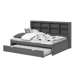 Grey Full Daybed With Bookcase and Trundle
