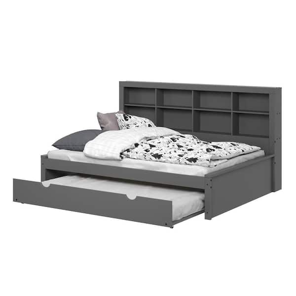 Donco Kids Grey Full Daybed With Bookcase and Trundle