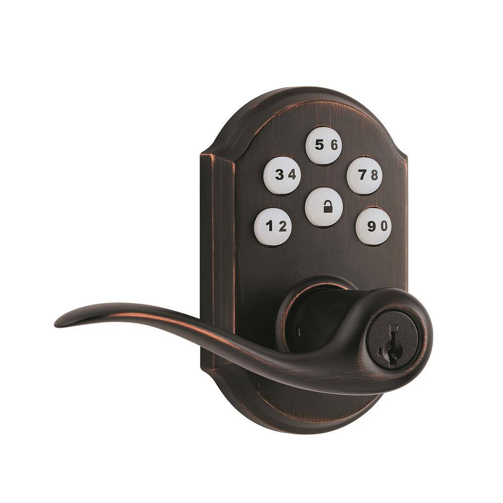 Kwikset Z-Wave SmartCode Venetian Bronze Keypad Electronic Tustin Door  Lever Featuring SmartKey Security 912TNLZW50011PR