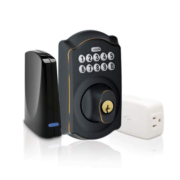 Schlage Aged Bronze Keypad Deadbolt Home Security Kit with Nexia Home Intelligence