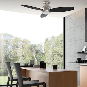 Trendsetter 52 in. Dimmable LED Indoor/Outdoor Nickel Smart Ceiling Fan with Light and Remote, Works w/Alexa/Google Home