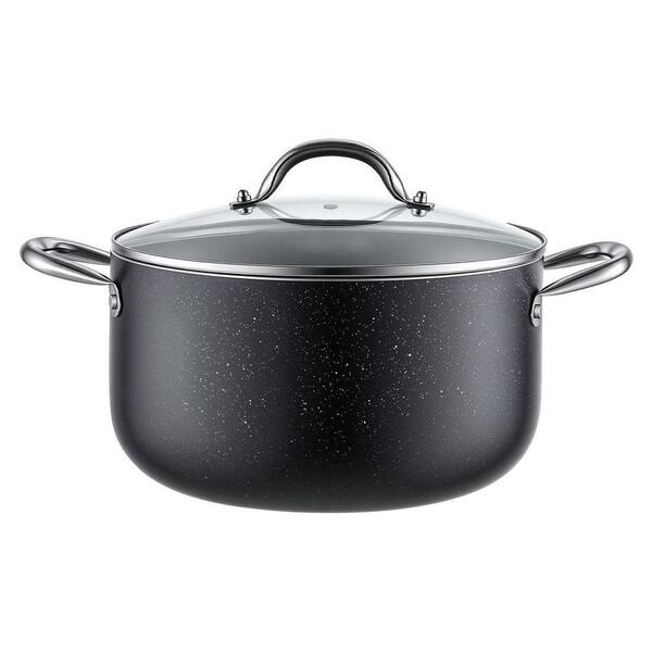 8qt. Aluminum Stock Pot with Nonstick Ceramic Coating and Glass Lid, Ideal for Soups, Stews, Free from PFOA and PFAS
