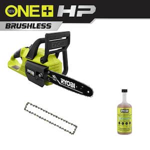 ONE+ HP 18V Brushless 10 in. Cordless Battery Chainsaw (Tool Only) with Extra Chain and Bar and Chain Oil