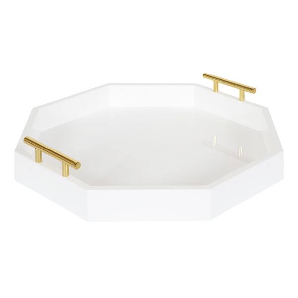 Kate and Laurel Lipton 18.00 in. W Octagon White MDF Decorative Tray
