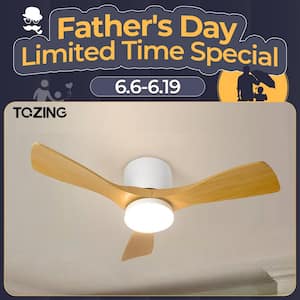 36 in. LED Indoor Modern Low Profile Wood Smart Dimmable Flush Mount Ceiling Fan with Light with Remote Control and App