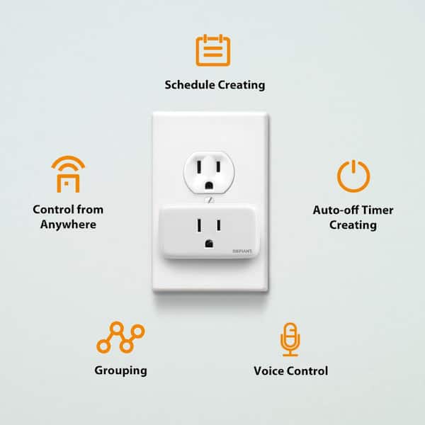 15 Amp 120-Volt Indoor Smart Plug and Timer Wi-Fi Bluetooth Single Outlet Powered by Hubspace