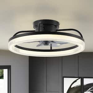 Elden 19.6 in. Indoor Modern Black Wheel Ring Semi-Flush Standard Ceiling Fan with Color-Changing Integrated LED