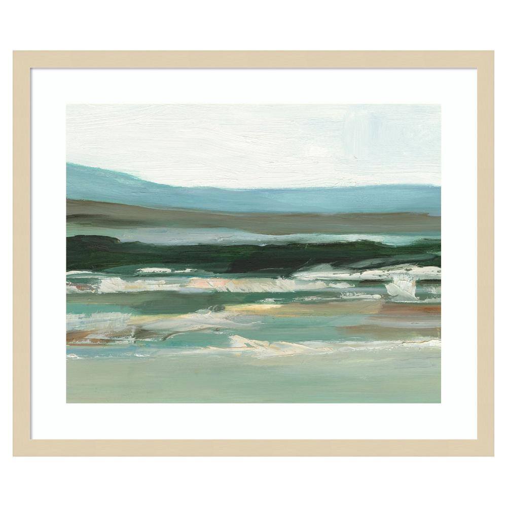 Cool Vista I Abstract Landscape Giclee Print in Natural Wood Frame