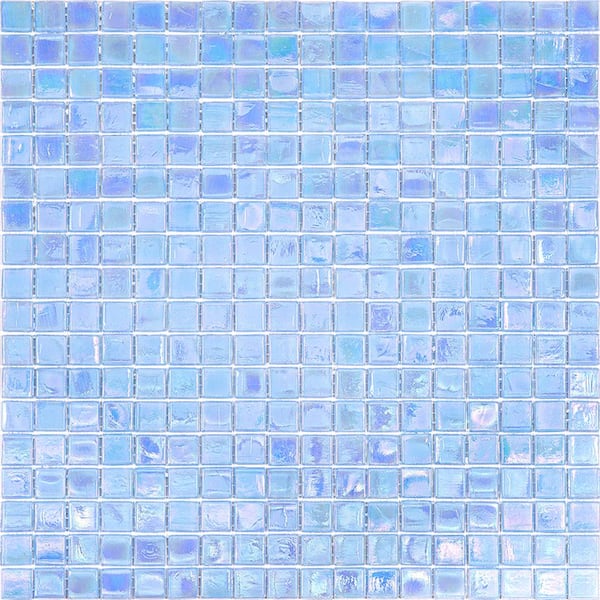 Apollo Tile Skosh 4" x 6" Glossy Light Sky Blue Glass Mosaic Uniform square Wall and Floor Sample Tile 0.13 sq. ft./Piece (1-Pack)