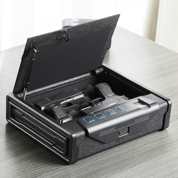 Gun Safe for Pistols, 12.7 in. Black Backpack, Biometric Gun Safe with Three Quick Access Ways of Fingerprints, Keys