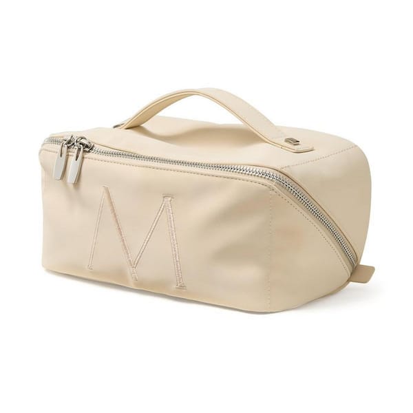 beige travel makeup bag The Dopp Kit in The dedicated makeup brush section uses clear waterproof TPU material OCHEAL Personalized Makeup Bag, Beige