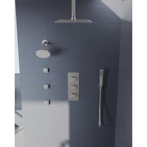 ZenithRain Shower System 8-Spray 12 and 6 in. Dual Wall Mount Fixed and Handheld Shower Head 2.5 GPM in Brushed Nickel