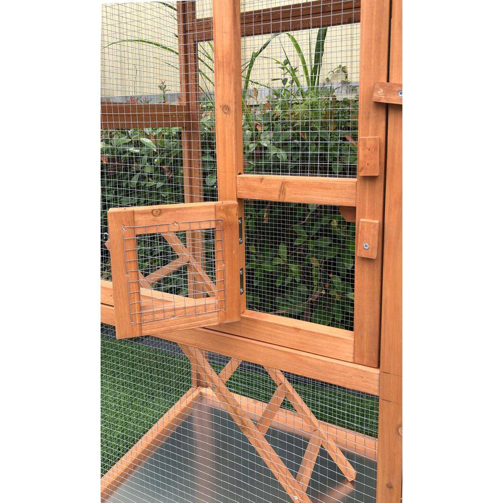 Hanover Rustic Stained Fir Wood Outdoor Bird Cage with Waterproof Roof