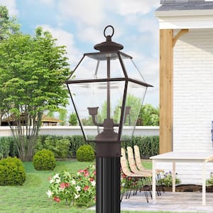 Ainsworth 16.5 in. 2-Light Bronze Solid Brass Hardwired Outdoor Rust Resistant Post Light with No Bulbs Included