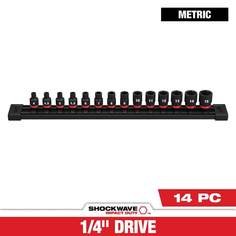 Milwaukee SHOCKWAVE 1/4 in. Drive Metric 6 Point Impact Socket Set