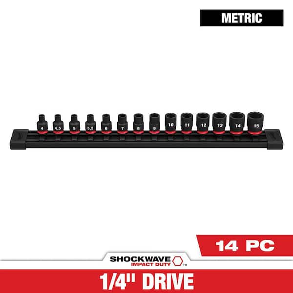 SHOCKWAVE 1/4 in. Drive Metric 6 Point Impact Socket Set (14-Piece)