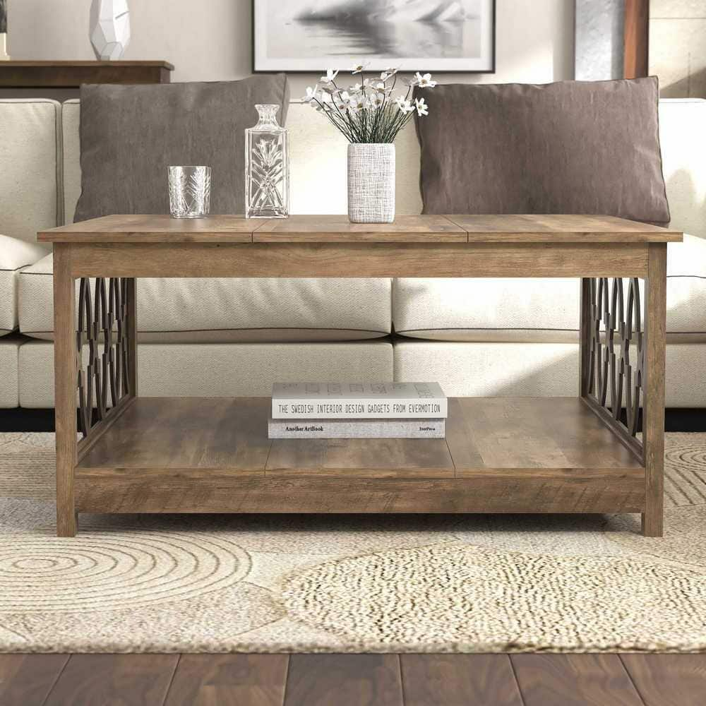 GALANO Heron 34.9 in. Knotty Oak Square Wood Top Coffee Table  SH-KOPU16976USA - The Home Depot