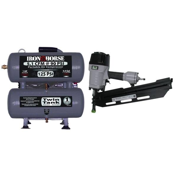 Iron Horse Combo Kit 4-Gal. Compressor with 21-Degree Framing Nailer-DISCONTINUED