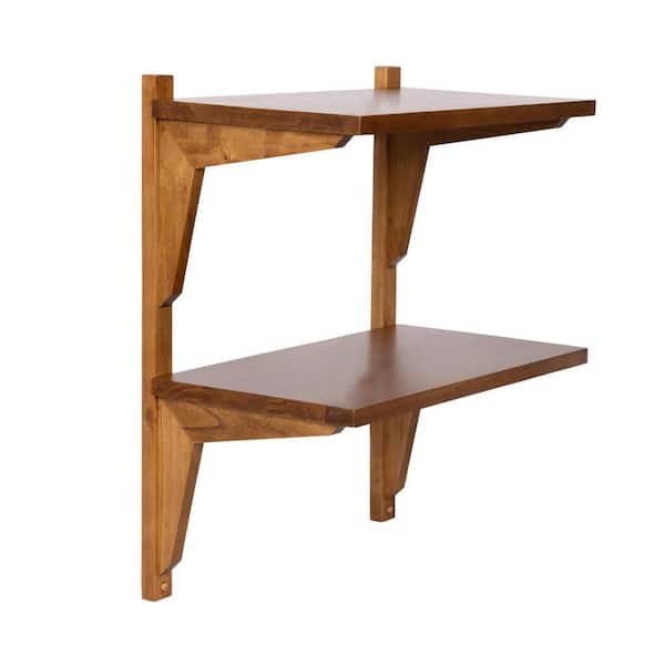 Meridien 18 in. Rustic Brown Rectangle Solid Wood Floating End Table