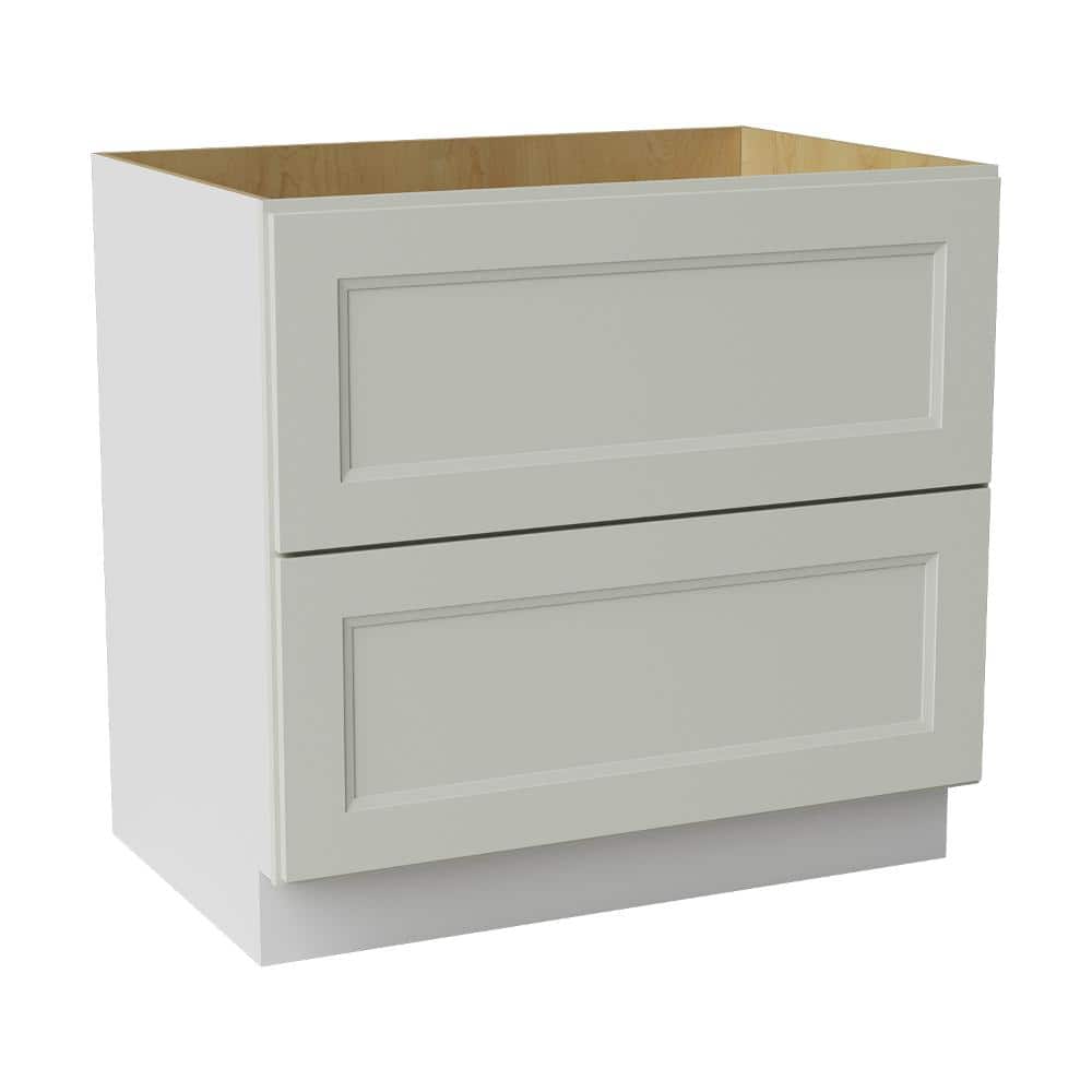 36 in. W x 24 in. D x 34.5 in. H Ready to Assemble Double Shaker 2 Drawers Base Kitchen Cabinet in Laguna Grey price history on PriceWatchPro