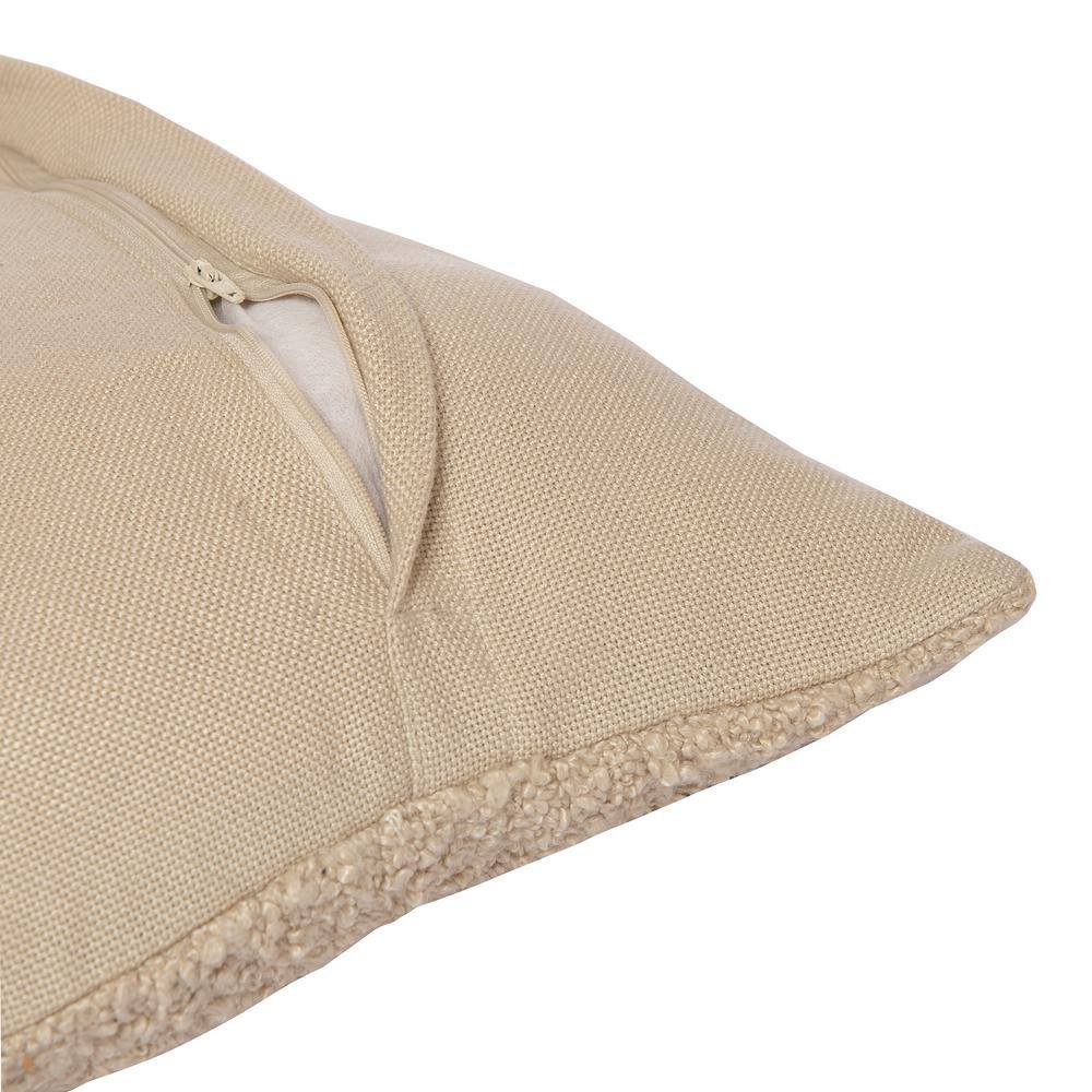Beige Hand-Woven Polyester Square Throw Pillow