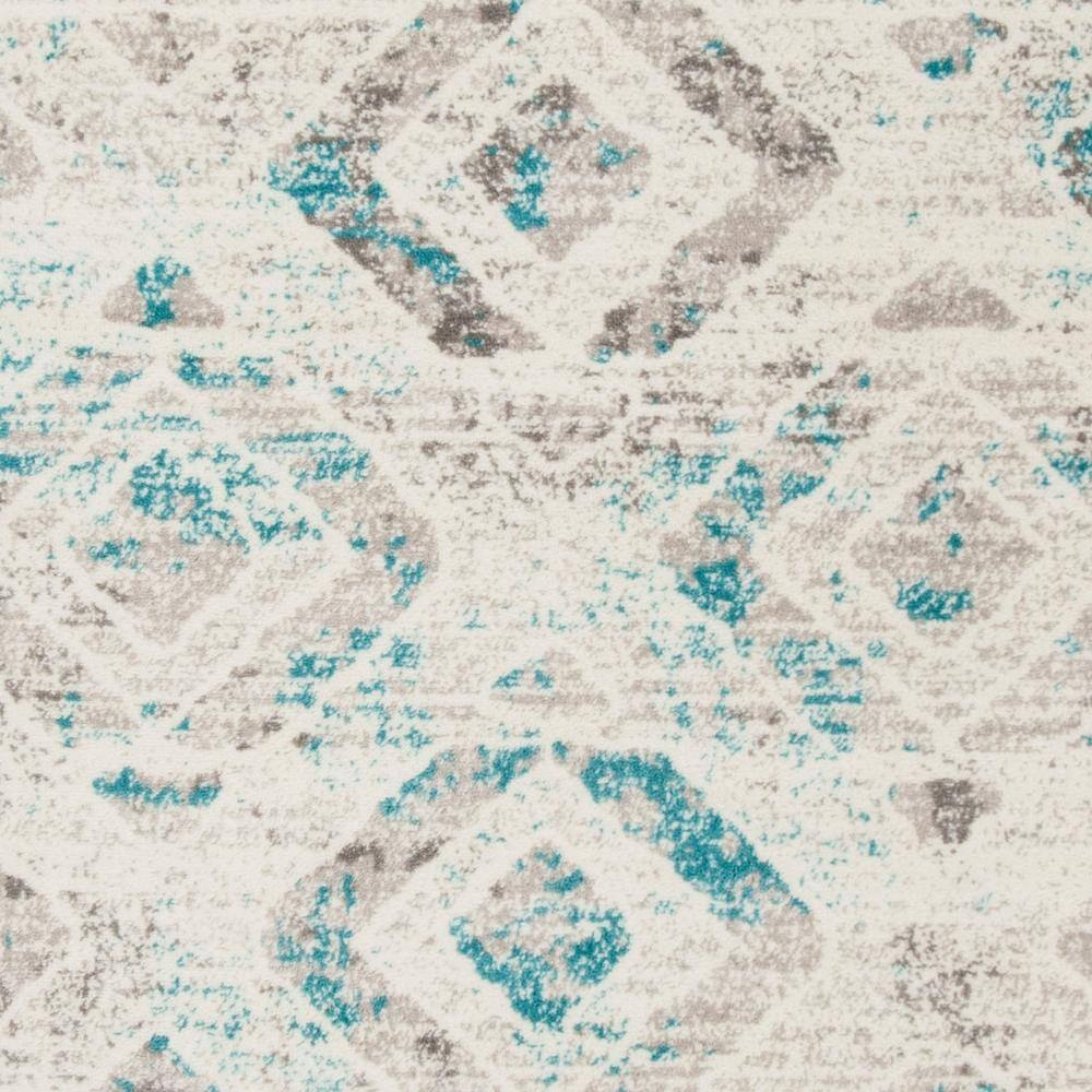 Skyler Ivory and Blue Geometric 4' x 4' Square Rug