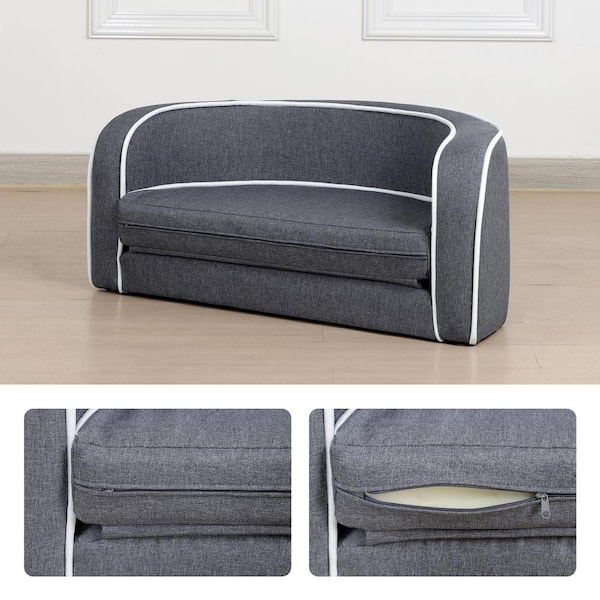 FORCLOVER Medium 30 in. Gray Linen Dog Bed Pet Sofa with Gray Cushion  MXMFGO85 - The Home Depot