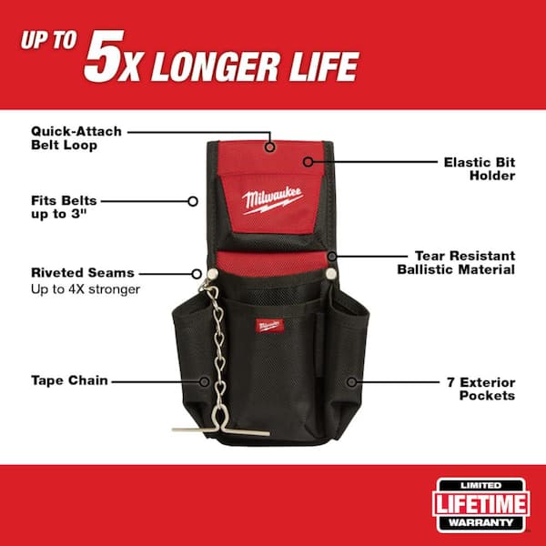 Milwaukee General Contractor Work Belt with Suspension Rig with 7-Pocket Compact Utility Pouch