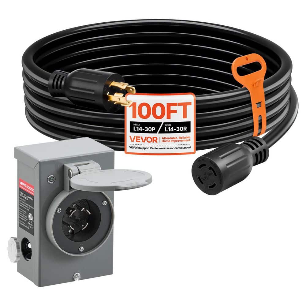 100 ft., 30 Amp Generator Cord and Power Inlet Box, 125/250V NEMA L14-30P to L14-30R Heavy Duty Generator Extension Cord price history on PriceWatchPro