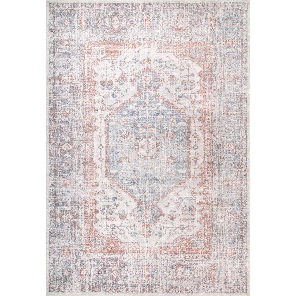 Easy-Care 8' x 10' Gray Synthetic Rectangular Washable Rug