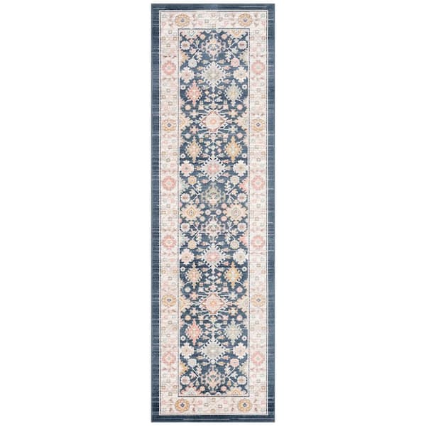 Crestwood Navy 2 ft. x 8 ft. Oriental Indoor Area Rug
