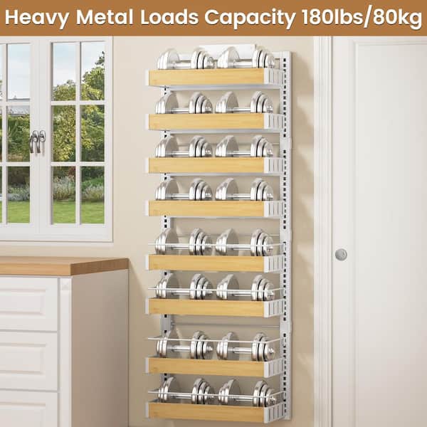 Wudkey 8-Tier White Over the Door Pantry Organizer, Wall Mount or