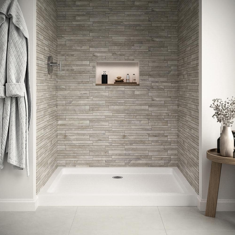 48'' Glossy White Rectangular Acrylic Shower Base with ABS Drain