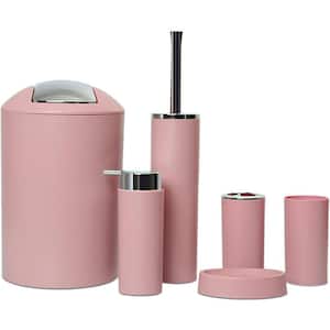 6-Pieces Pink Bathroom Accessories Set Bathroom Decor Sets Accessories