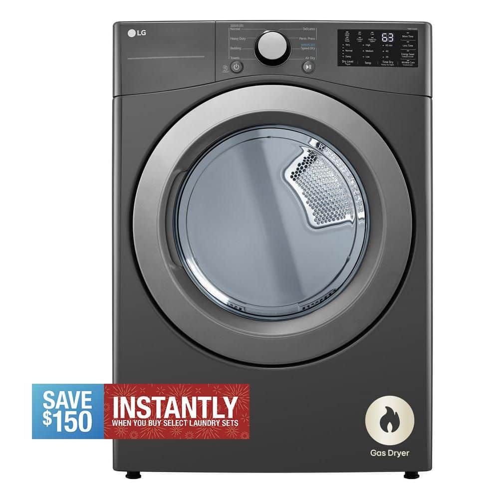 7.4 cu. ft. Vented Stackable Gas Dryer in Middle Black with Sensor Dry Technology