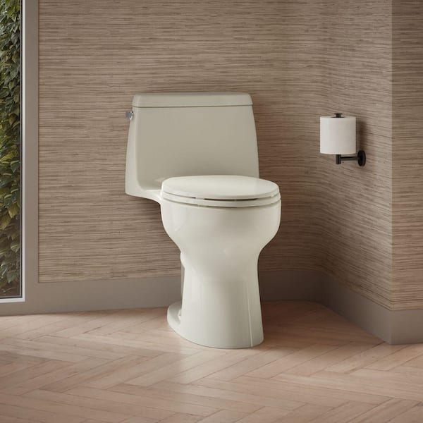 Santa Rosa 12 in. Rough In 1-Piece 1.28 GFP Single Flush Elongated Chair Height Toilet in Biscuit with Soft Close Seat