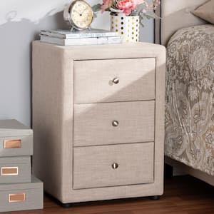 Tessa 3-Drawer Beige Nightstand